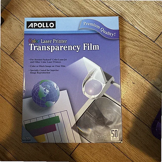 50 Sheets Apollo Color Laser Printer Transparency Film 8.5 x 11