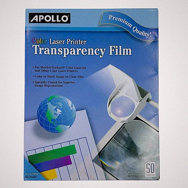 50 Sheets Apollo Color Laser Printer Transparency Film 8.5 x 11 - Sealed Box