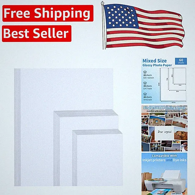 60 Sheets 180gsm Glossy Photo Paper for DIY Projects - Quick Drying & Vibrant