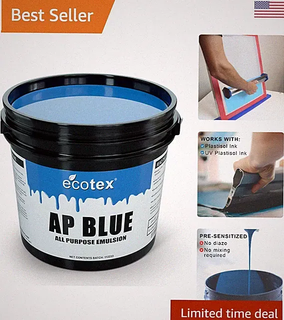 AP Blue Screen Printing Emulsion Quart - 32oz. Pre - Sensitized Photo Emulsio...