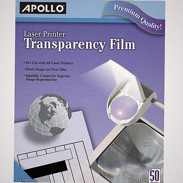 Apollo Laser Printer Transparency Film - 8 1/2" x 11" - Clear - 1 Box Apollo
