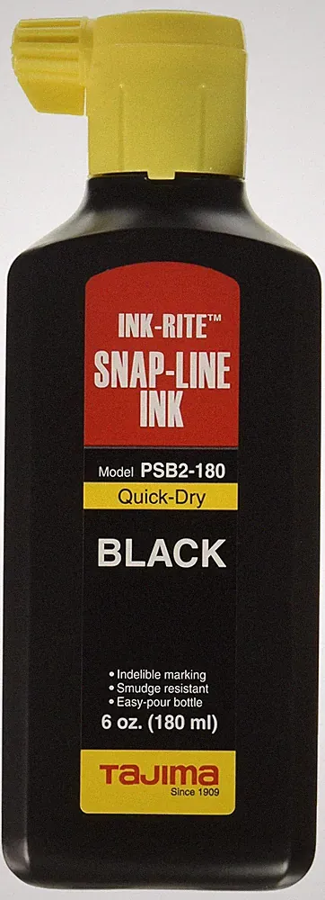 Black Quick Dry Liquid Ink For Snap Lines 5.7Oz Easy Pour Bottle Bold Lines