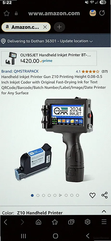 Handheld Inkjet Printer Gun MS-Z10 Quick-Drying Ink Cartridge Portable