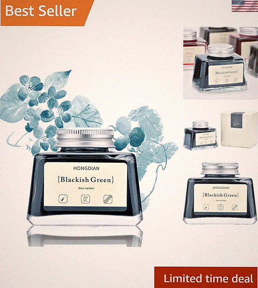 Hongdian Luxury Blackish Green Bottled Ink 60ml - Smooth Flow & Quick-Dry