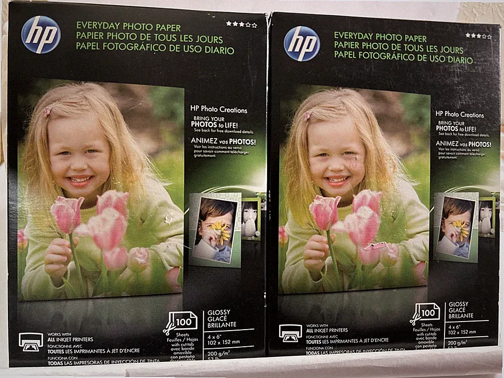 HP Photo Paper LOT OF 2 Everyday Glossy 4 x 6 Inkjet 100 Sheets Pack Quick Dry