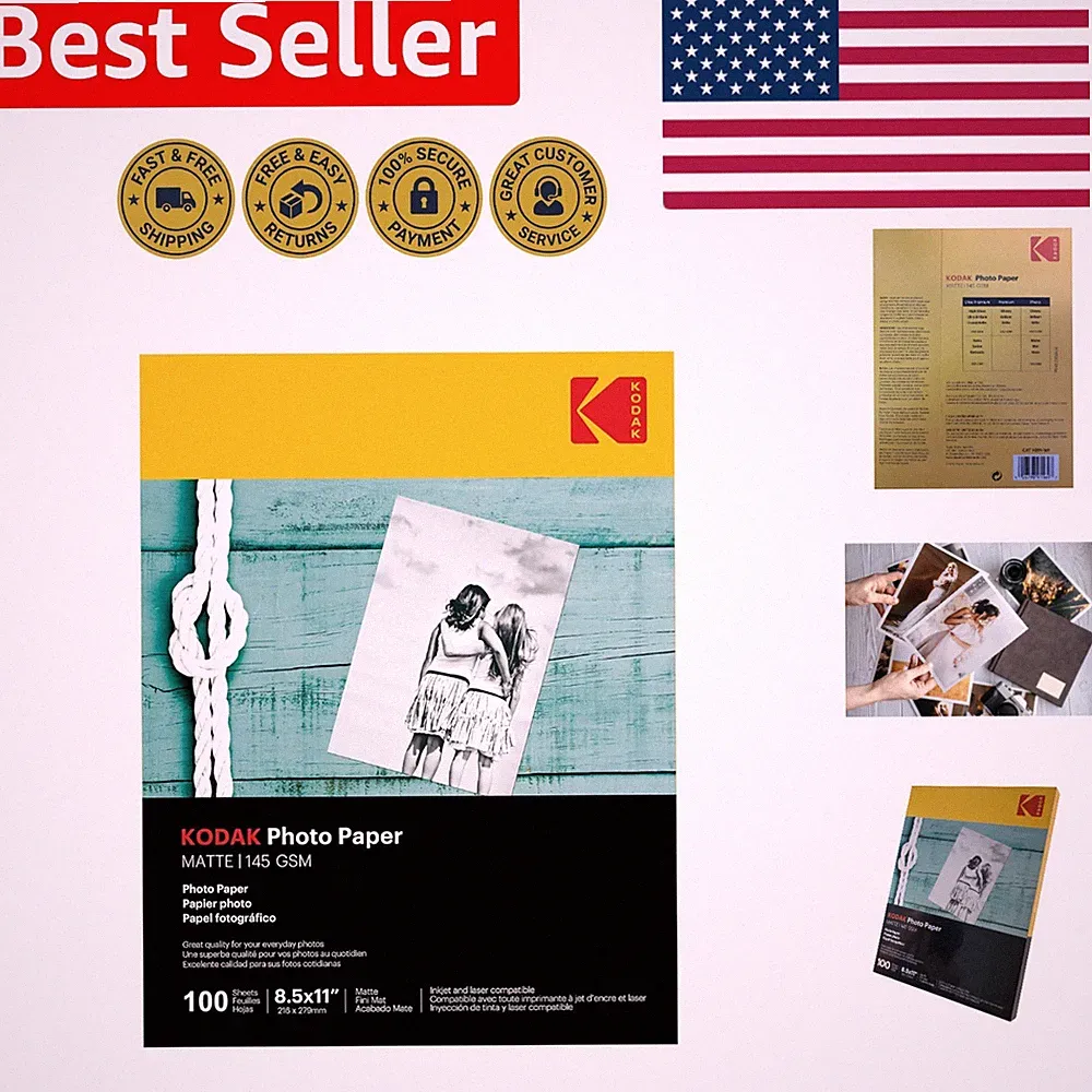 Inkjet Compatible Matte Photo Paper 8.5x11” - 100 Count, Quick Dry Technology