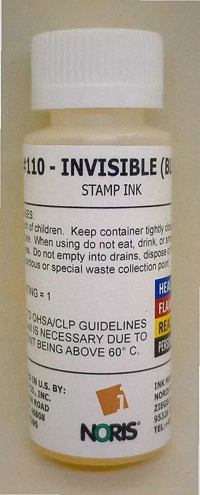 Noris #110 UV Invisible Blue Quick Dry Marking Ink 2oz Bottle