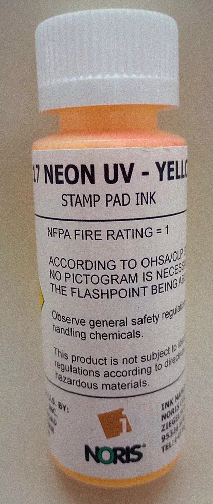 Noris #117 UV Neon Yellow Quick Dry Marking Ink 2oz Bottle